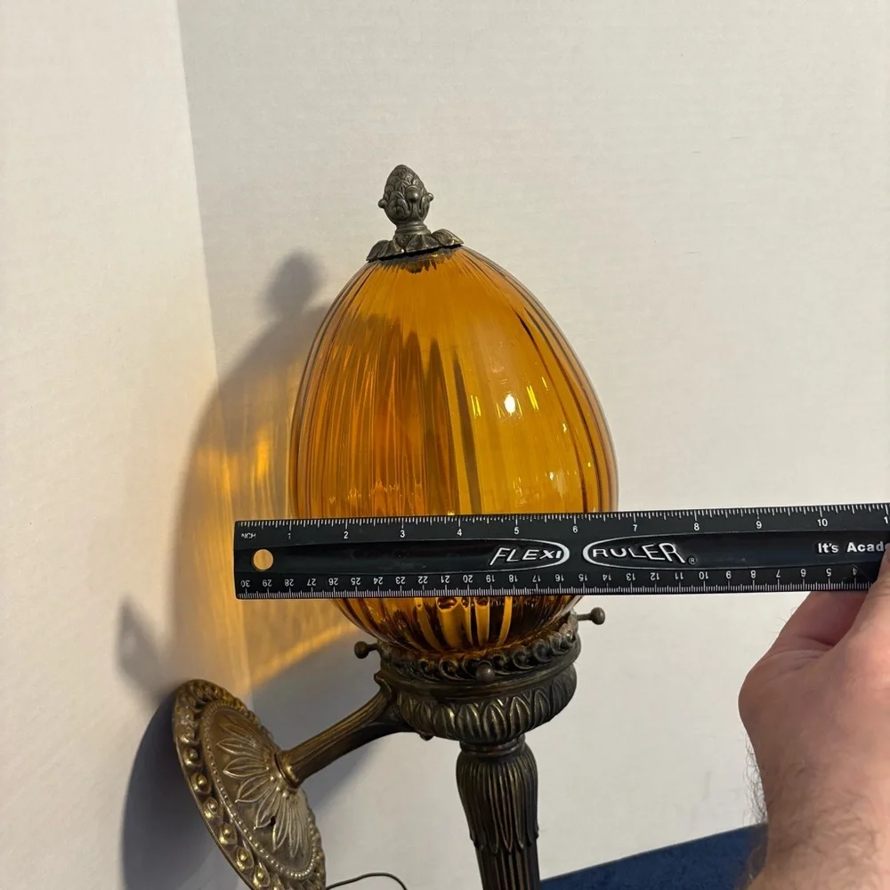 Vtg MCM 1960s Italian Style Amber Glass Wall Sconce Light Fixture 24” Morton 455